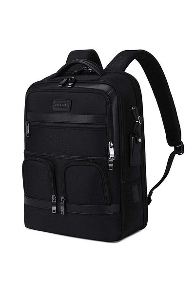 JOLAR. Rucsac Smart Pentru Laptop, Unisex, Cu Port Usb, Rezistent La Apa, Kb0235bk Negru
