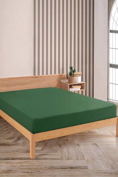 Karden Flower Premium 100% Cotton Double Combed Cotton Elastic Sheet - Emerald