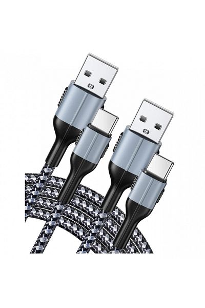 Vakoo Set Of 2 Usb Type C Cables, Nylon/copper, Gray/black, 1/2 M