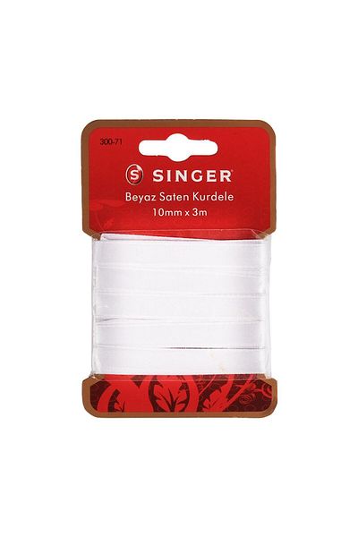 SİNGER Singer White Satin Ribbon - 10mm x 3m (300-71)
