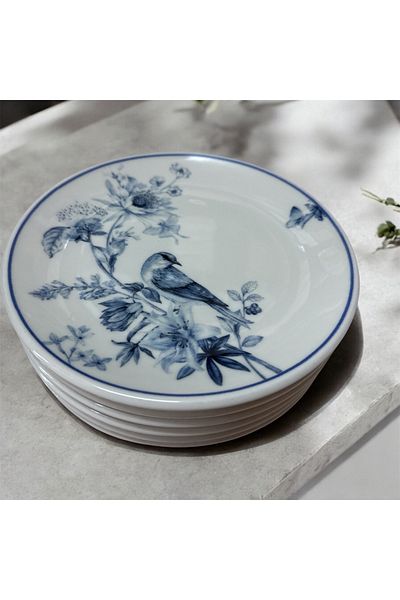Güral Güral Porcelain Bird Model - 12 Pieces, 19 cm Cake Plates