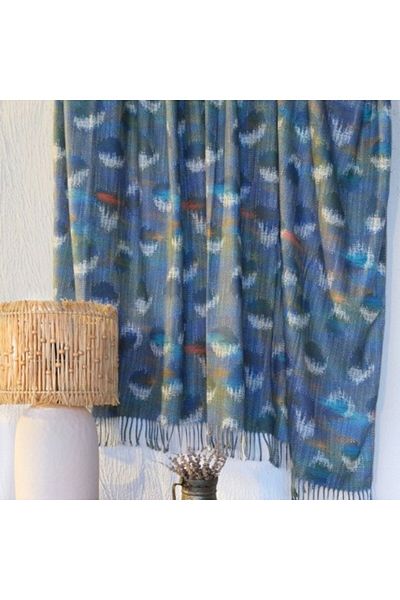 Club Cotton Luxury Throw Blanket with Fringes 220 x 240cm, Boho Cleo Blue