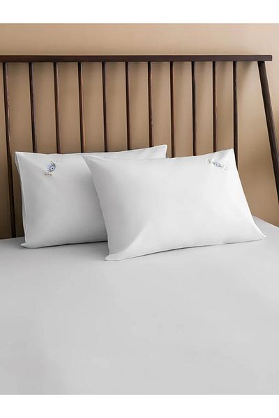 LC Waikiki Lcw Home Blue Eye Embroidered Pillow Case 2-Pack 50X70 cm