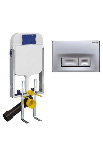 Creavit Gömme Rezervuar Asma Klozet İçin+Ore Mat Gri Kumanda Paneli