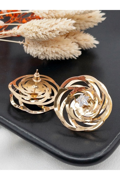 Siya Silver Zirkon Taşlı Gül Küpe- Hafif Küpe