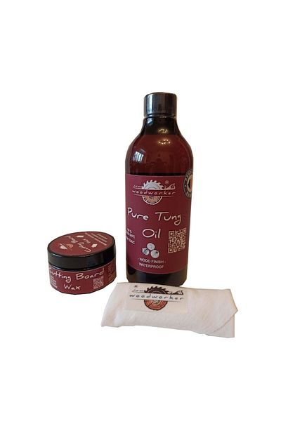 woodworker Set Intretinere Mix’n Match Pure Tung Oil & Cutting Board Wax, 500 Ml/100 Ml, Laveta