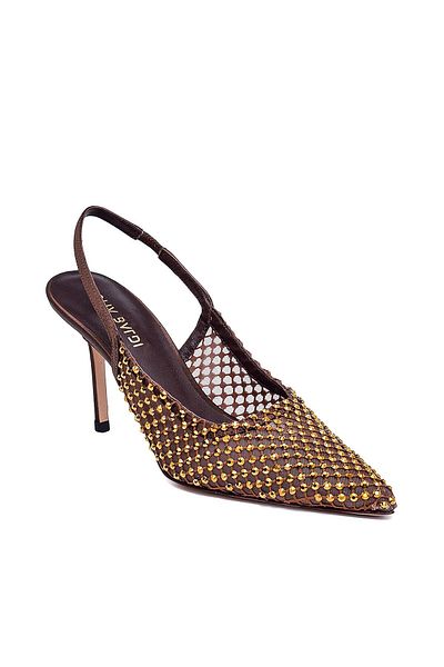 Sofia Baldi Evens Brown Textile Women's Stiletto & Evening Dress