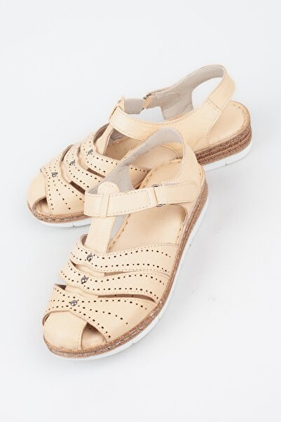 Adım Adım Γυναικεία Ορθοπεδικά Μπεζ Σανδάλια από Γνήσιο Δέρμα