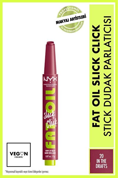 NYX Professional Makeup Fat Oil Slick Click Parlatıcı Dudak Balmı - 20 In The...