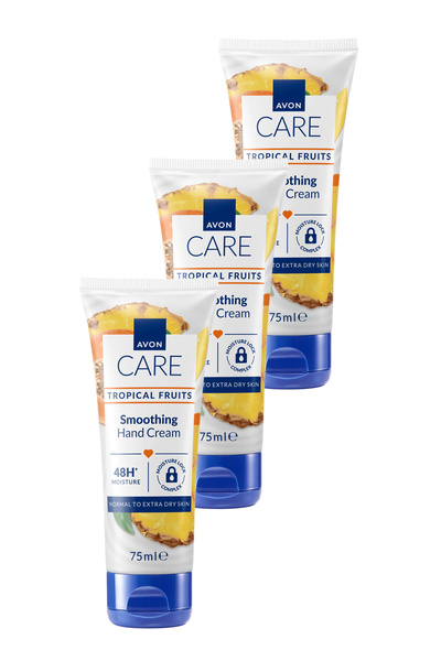 AVON Care Tropical Fruits Ananas, Mango ve Papaya Özlü El Kremi 75 Ml. Üçlü Set