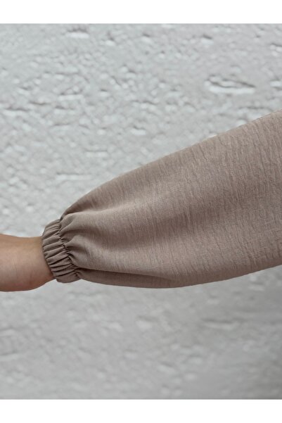 Ebrar Store Treva Μπροστινό Μεταλλικό Κουμπί Πλαϊνό Σχιστό Μπλουζάκι-FA876 Stone