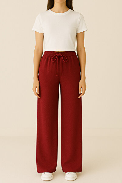 FV Aerobin Fabric High Waist Lace up Elastic Comfortable Loose Wide Leg Summer Trousers