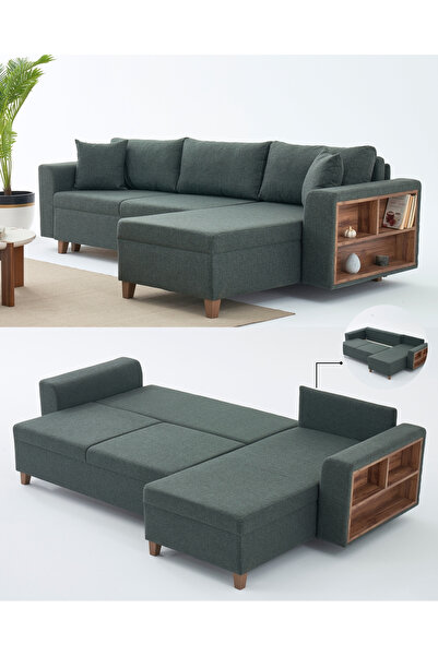 Velura Home & Living Rengar Köşe Takımı & Yataklı Bazalı Keten Kumaş Sol Köşe...