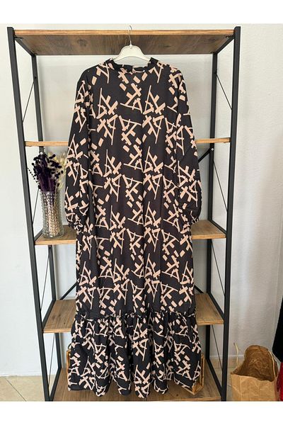 ÖZNE BUTİK Large Size Ayrobin Digital Printed Dress