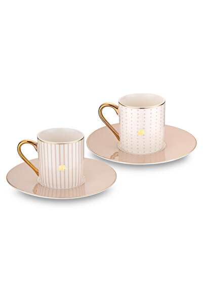 Jumbo Navy 2-Piece Coffee Cup Set Beige