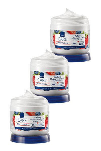 AVON Care Yaban Mersini ve Çilek Özlü El, Yüz ve Vücut Kremi - 400ml Üçlü Set