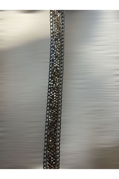 OZN AKSESUAR Iron-On Chain-Studded Strip, Adhesive-Studded Strip Evening Dress-Studded Strip, 2 Mt 1,5cm Anthracite