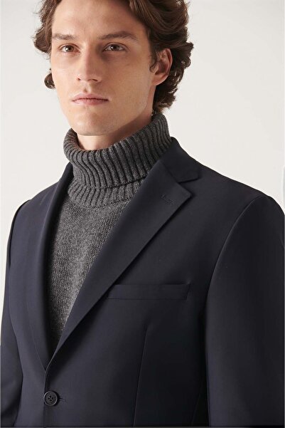 Avva Erkek Lacivert Su İtici Kumaş Takım Elbise Ceketi A22Y4011