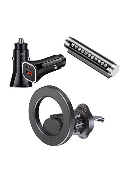 e-Wantay Kit Auto e-Wantay® 3 în 1 – Încărcător PD20W, Suport Telefon 360°, Plăcuță Contact
