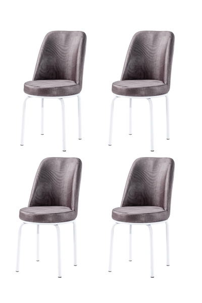 Puklife 4 Adet Gold Sandalye Beyaz Kaplama Metal Ayak