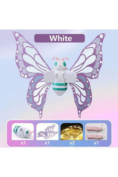 Choice White Electric Butterfly Wings Moving Elf Wing With Light Fairy Wings For Kids Birthday Christmas Co