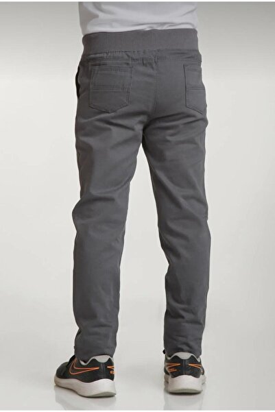 BAGİSTA BUTİK ÇOCUK KIZ-ERKEK BELİ RİBANALI(LASTİKLİ) GRİ RENK OKUL VE GÜNLÜK CANVAS KETEN PANTOLON