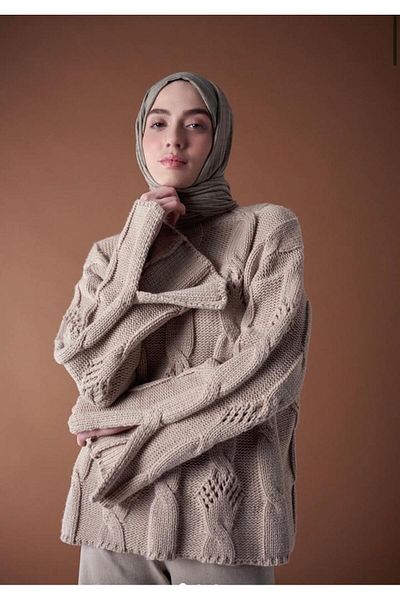 Modakaşmir Şal din bumbac Aminenesil Misto Bej antic