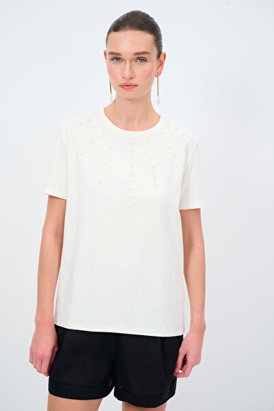 Love My Body İnci Detaylı Tişört