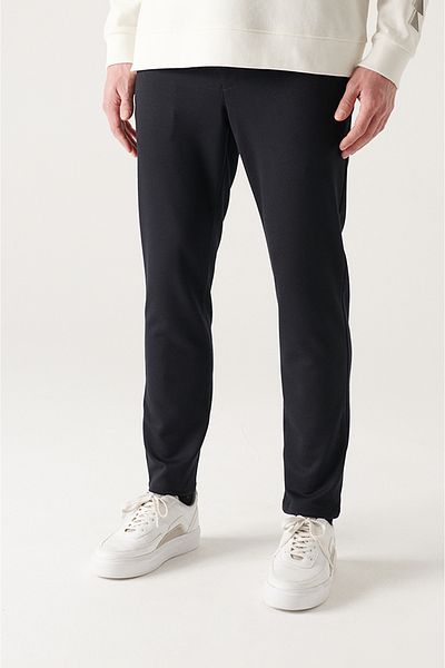 Avva Marineblaue Herren-Schnürhose mit dehnbarer Taille E 003012