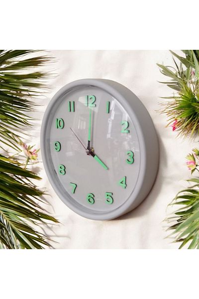 Bahat Phosphorescent 3D Embossed Numeral Wall Clock White Diameter 28 cm Curved Glass