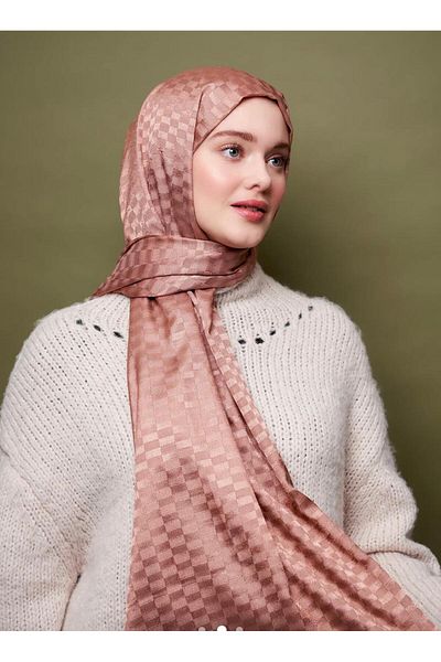 Modakaşmir Jacquard Shawl Mink Color