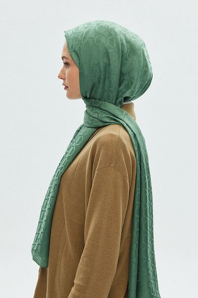 AMİNENESİL Πράσινο μοτίβο θόλου αμινονέσιλο Sara Jacquard Shawl Mold
