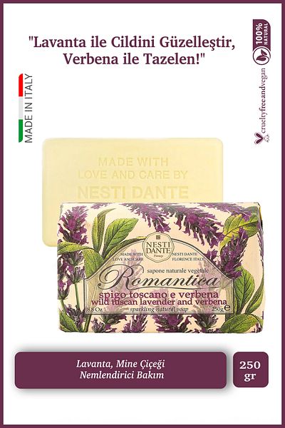 Nesti Dante Romantica Wild Tuscan Lavender & Verbena Solid Soap 250g |   Moisturizer |   Lavender and Mi