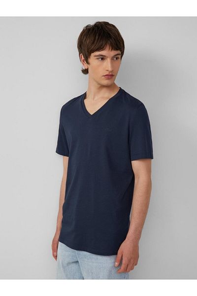 s.Oliver Tricou bărbătesc cu decolteu în V, croială regulată, bumbac, bleumarin, 3xl