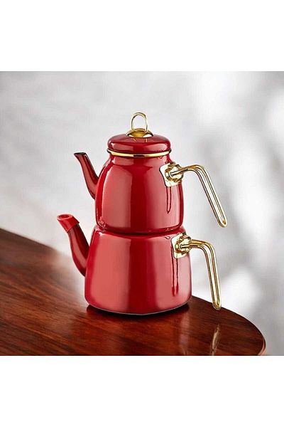 Noah Exclusive Enamel 3-Piece Stainless Steel Enamel Teapot - Red