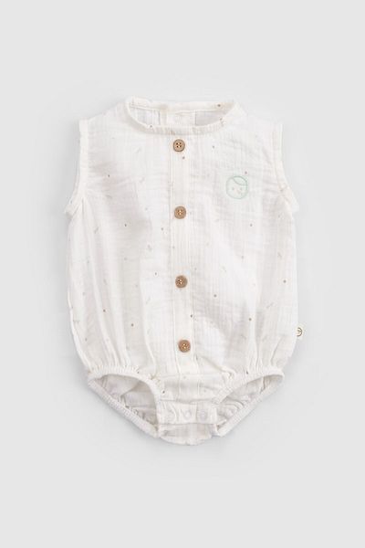 Little Gusto Organic Cotton Muslin Ecru Baby Sleeveless Bodysuit