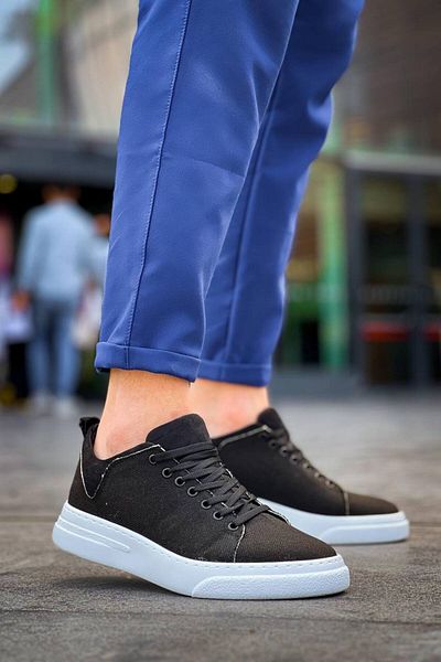 BOA Kb X204 Black Linen White High Sole Casual Men's Sports Shoes