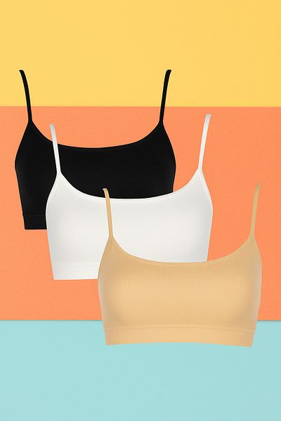 AURRARİ Colorful Women's Undershirt - 3-Piece Rope Strap, Pad, Half Undershirt, Black and White Skin