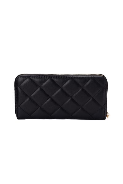 BATA Quilted Zipper Wallet Black