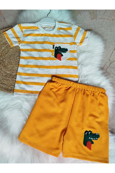 renkli diyar Boy's Children's Bottom Top Suit Short Sleeve Tee and Shorts Two-Piece Suit Nursery Kindergarten Casual