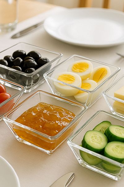 TrendDeco 6-Piece Glass Pyramid Model Breakfast Bowl - Snack Bowl Set