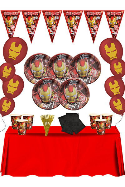 snowparty Σετ στολιδιών για πάρτι γενεθλίων Iron Man Ironman για 8 άτομα
