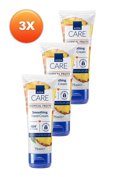 AVON Care Tropical Fruits Pineapple, Mango and Papaya Hand Cream 75 ml. Triple Set