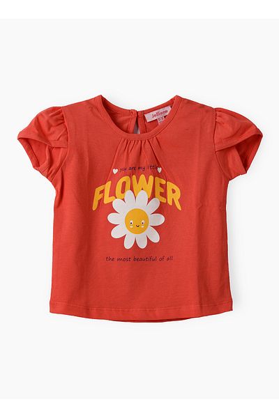 Basicxx Girls Red Flower Graphic Cap Sleeve Tee