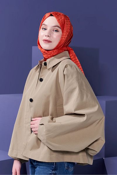 Modakaşmir Orange Jacquard Shawl