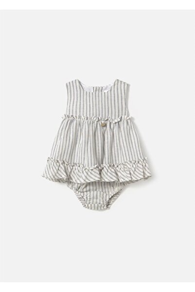 MAYORAL فستان طفلة مخطط مع غطاء حفاضات أزرق 1844