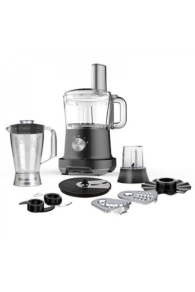 rebune Food Processor, 500 W, 1.5 L Bowl, 15 Functions, Black - Re-2-058