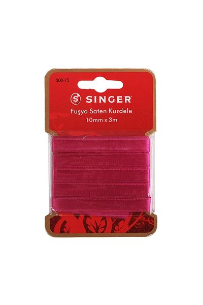 SİNGER Fuchsia Satin Singer Ribbon - 10mm x 3m, 300-75