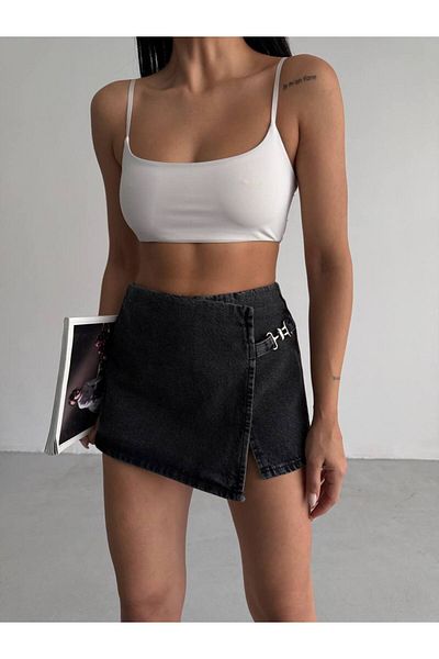 lovebox New Season Belt Detailed Denim Women's Mini Denim Skirt 52202076
