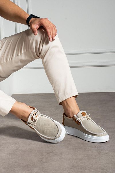 L.A Polo Beige knit men's loafer
